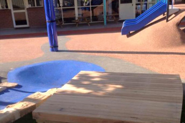 Blue Slide With Rubber Grass - Six Hats Early Childhood Centre