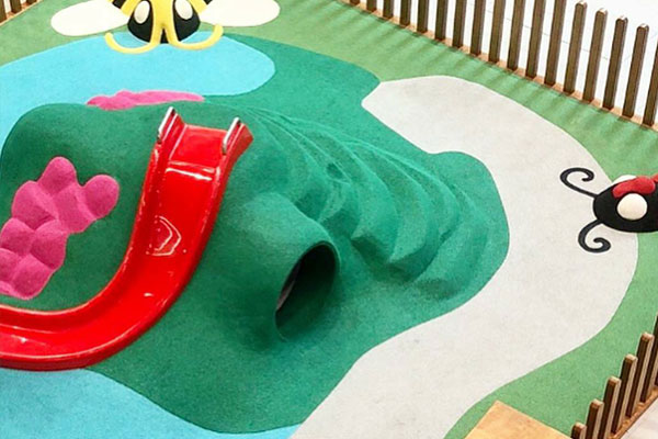 Red Slide With Wet Pour Rubber Floor - Tuggerah Super Centre Playground